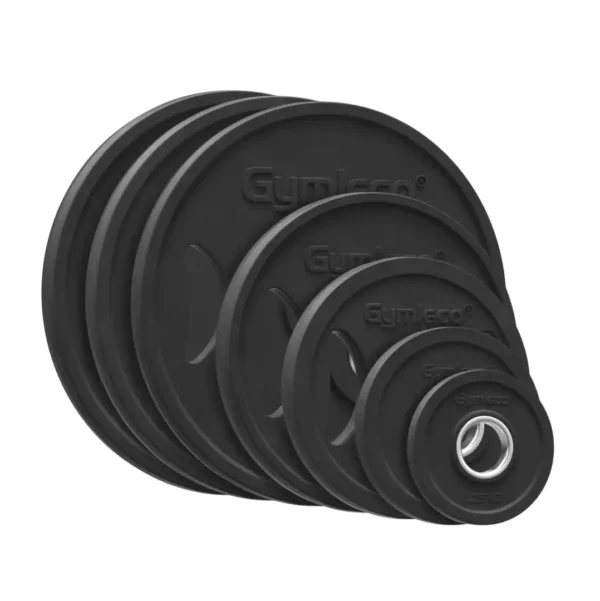 Gymleco rubber weight plates in black, group picture