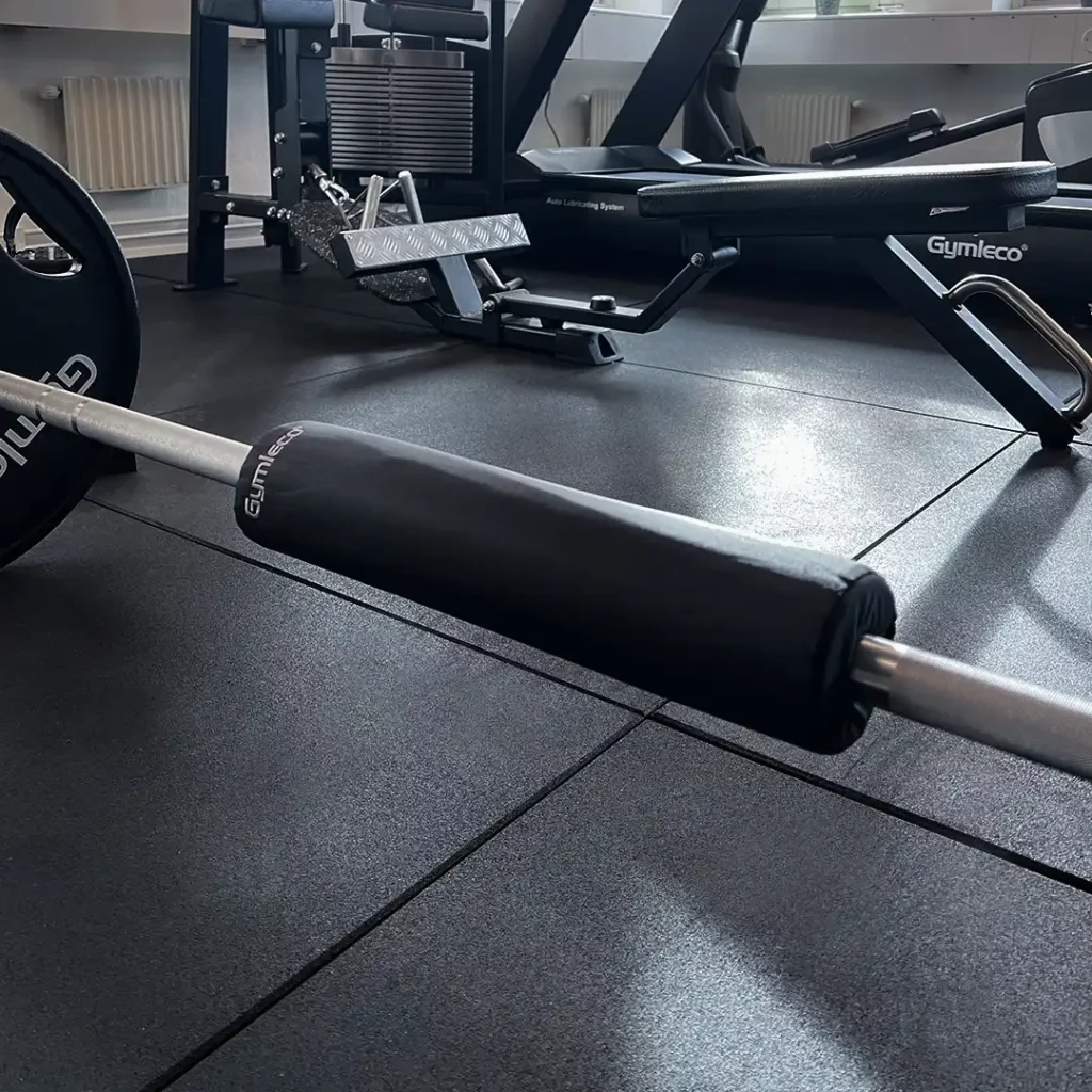 Barbell pad from Gymleco in a gym environment