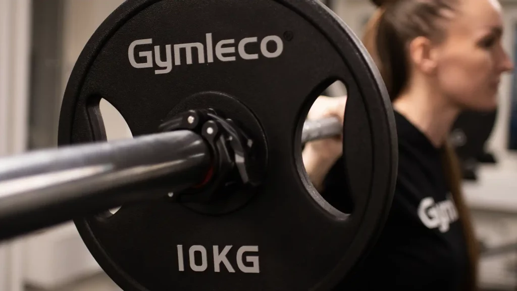 Gymlecos viktskivor med handtag på en skivstång