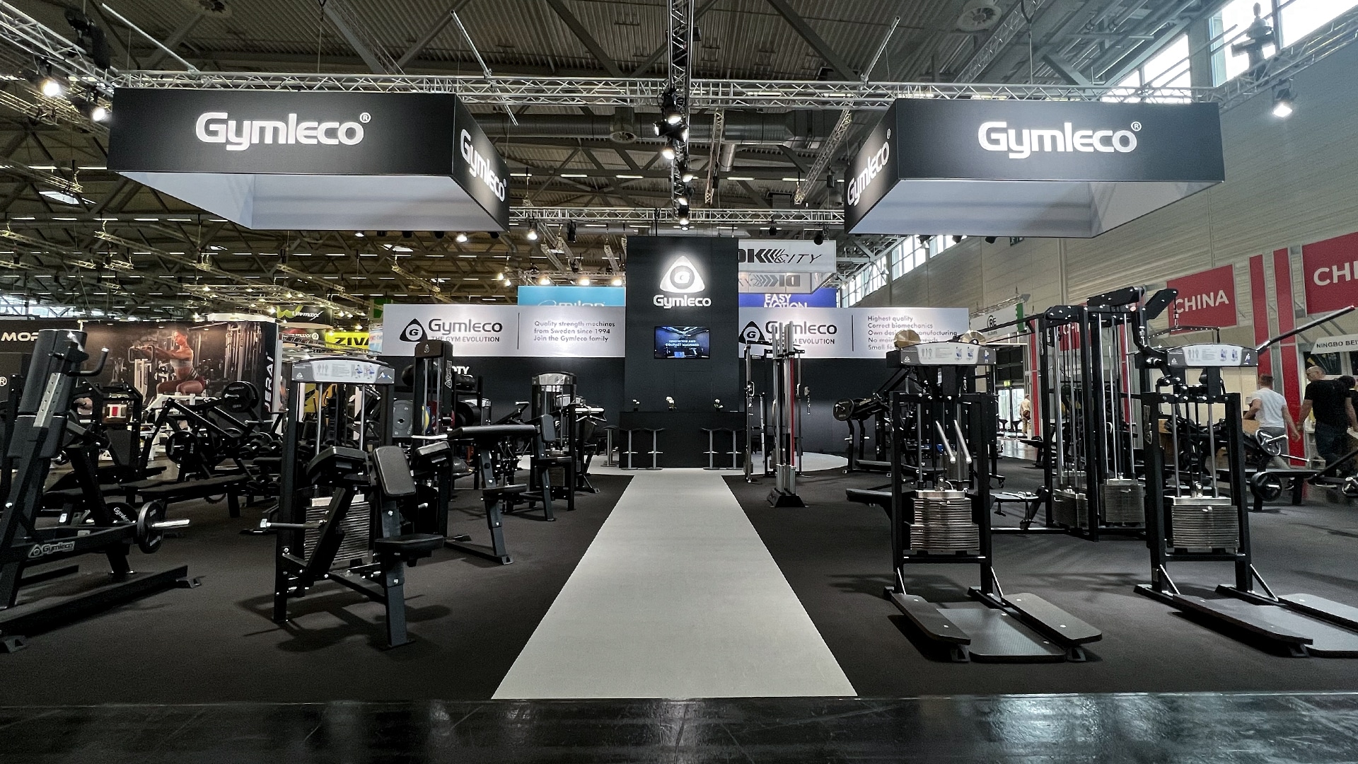 Gymleco booth at FIBO 2024 with high quality gym equipment